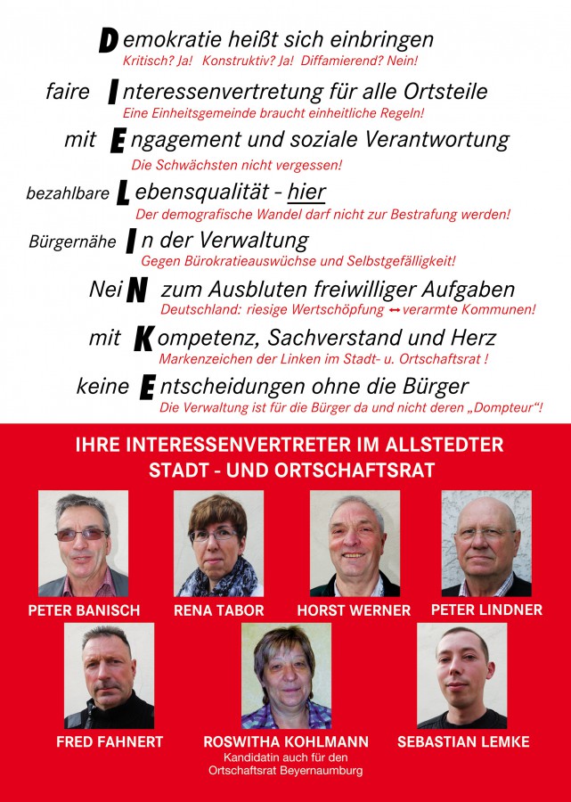 Flyer Die Linke Allstedt Kommunalwahl 2014