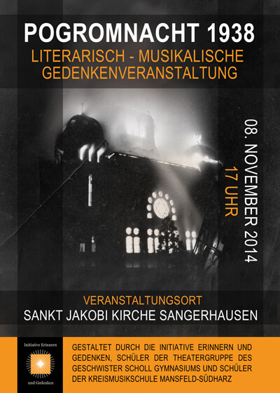 Flyer für eine musikalisch-literarische Gedenkveranstaltung in Sangerhausen